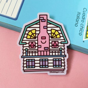 Haunted Dream House Vinyl Sticker - Friendlyburg Horror Vinyl Sticker - Cute Horror Movie Sticker - Laptop Sticker - Water Bottle Sticker