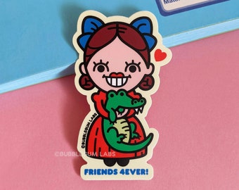 Friends 4 Ever! (Vinyl Sticker) - Kawaii Horror Movie Sticker - Cute Villain Sticker - Alligator BFF Sticker - Baddie Buddies Sticker