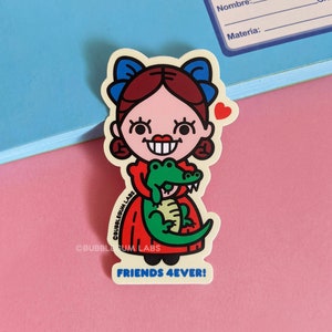 Friends 4 Ever! (Vinyl Sticker) - Kawaii Horror Movie Sticker - Cute Villain Sticker - Alligator BFF Sticker - Baddie Buddies Sticker