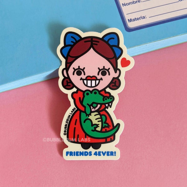 Friends 4 Ever! (Vinyl Sticker) - Kawaii Horror Movie Sticker - Cute Villain Sticker - Alligator BFF Sticker - Baddie Buddies Sticker