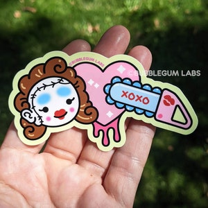 I Heart Power Tools (Vinyl Sticker) - Slasher Sticker - Kawaii Horror Movie Sticker - Waterproof Water Bottle Sticker