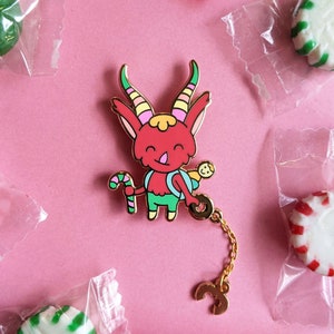 Kid Krampus Enamel Pin - School Days Krampus Pin - Kawaii Krampus Pin - Cute Christmas Pin - Kawaii Horror Pin - Spoopy Christmas Pin