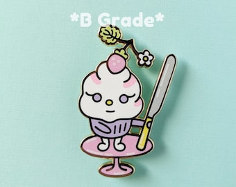 SECONDS - B Grade Enamel Pin - Dangerous Strawberries & Cream Cupcake Enamel Pin - Kawaii Food Enamel Pin - Cute Food Pin - Foodie Pin