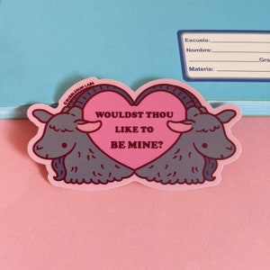 Pegatina de vinilo mate de Valentine Phil - Pegatina de película de terror kawaii - Pegatina de cabra diabólica - Pegatina de Valloween