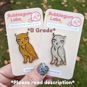 SECONDS - B Grade Enamel Pin - Minimalist Owl Enamel Pin - Great Horned Owl Enamel Pin - Marbled Enamel Pin - Lustrous Pearlescent Pin