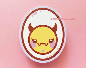 Deviled Eggs (Set of 3 Vinyl Stickers) - Kawaii Food Stickers - Cute Demon Stickers - Little Devil Stickers