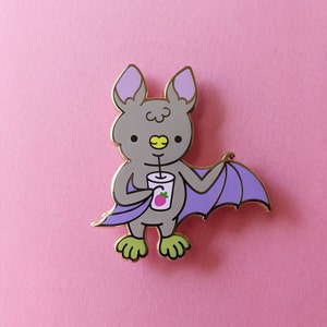 Fruit Smoothie Bat Enamel Pin - Kawaii Bat Enamel Pin - Cute Animal Enamel Pin - Fruit Bat Enamel Pin - Fruit Smoothie Pin