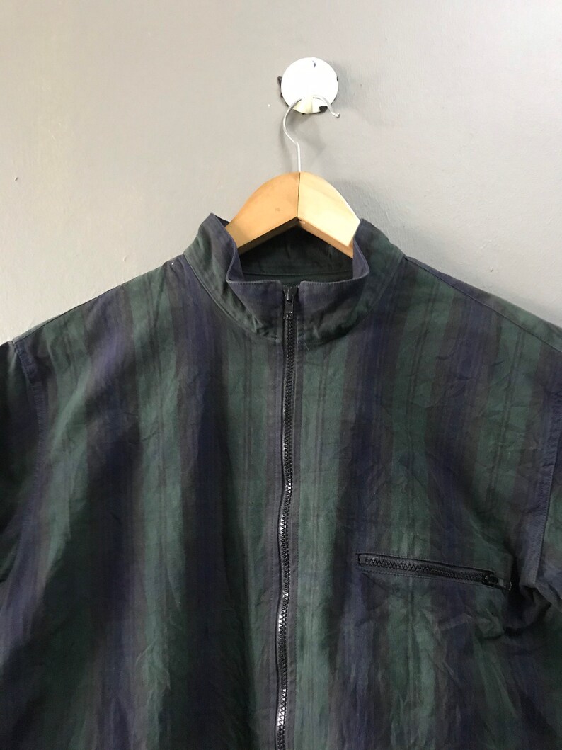 beams japan striped zip up casual shirt large beams plus yohji yamamoto issey miyake