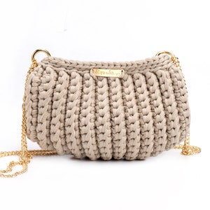 Kleine Umhängetasche / Umhängetasche / Umhängetasche / Handgehäkelte Tasche / Tan Bag