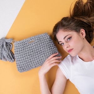 elegant Pouch / Gray And White Stripes elegant Clutch bag Bag / Mini Bag For Woman