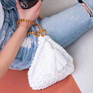 Vegan freundlich Sack Tasche mit Holz Perlen Kette / sofort lieferbar