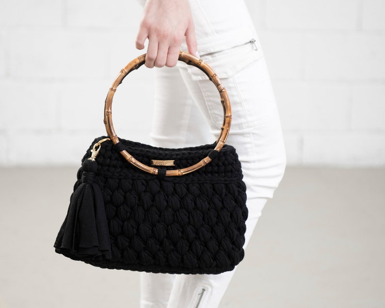 Black elegant Bag / Shoulder Bag / Everyday Tote Bag image 3