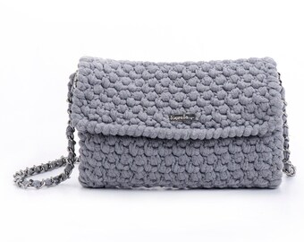 Gray Foldover Crossbody Bag / Vegan clutch Bag / Gray Clutch bag / Envelope Clutch Bag / Clutch Bag Chain / Clutch & Crossbody
