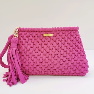 Bolso de clutch rosa púrpura / Bolso de maquillaje / Bolso de diseño / Bolso de embrague Wristlet / Bolso hecho a mano