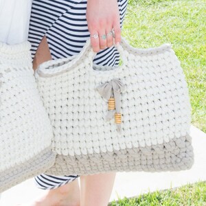 Top Handle 16 inch Ivory Corochet Bag