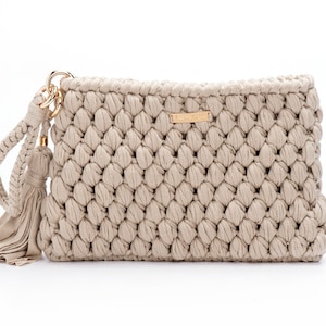 elegante Clutch Tasche / Hellbraune elegante Tasche / Handgelenk Clutch Tasche / Handgemachte Clutch Tasche / Stofftaschen und Taschen / Vegane Geldbörse
