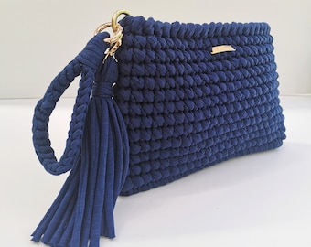 Purple Bag / Wristlet Clutch Purse / Bag For Her / Crochet Clutch Bag