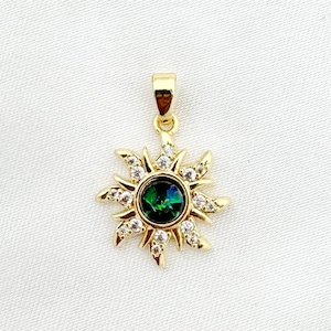 Gold Sun Charms 18K Gold Filled Spiral Celestial Sun Ray Celestial cz charm for Necklace Earring Bracelet Jewelry Making Supply Add On Charm