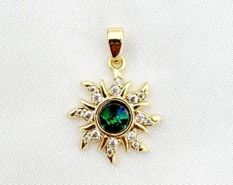 Gold Sun Charms 18K Gold Filled Spiral Celestial Sun Ray Celestial cz charm for Necklace Earring Bracelet Jewelry Making Supply Add On Charm