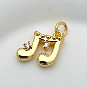 Dainty 16K Gold Filled Music Note Charm - CZ Micro Pave Mini Pendant for Necklace, Bracelet, Earrings DIY Jewelry Gift
