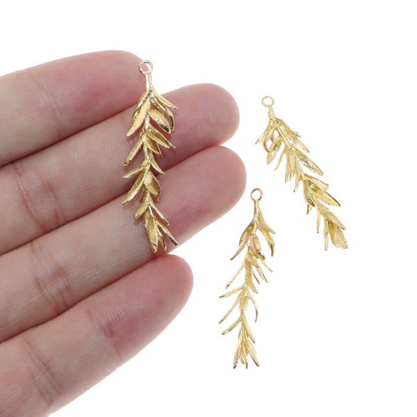 3D Brass Leaf charm - Brass earring Charm  - Textured Leaf Shaped Raw Brass Pendant - Earring Finding - gold Leaf - earring making supplies