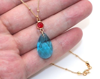 Large Howl/'s Moving Castle Blue Crystal Necklace