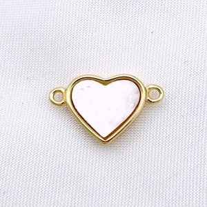 Ciondoli con connettore a cuore, due fori, riempiti in oro 16k, gioielli permanenti, ciondolo a forma di cuore con perla e conchiglia, creazione di gioielli all'ingrosso