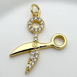 14K Gold Filled Scissor Charm - Dainty Micro Pave CZ Pendant for Necklace, Bracelet  DIY Jewelry Making Supply, Tailor Gift Idea
