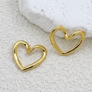 Herz Anhänger 14K Gold Füllte offenes Herz Anhänger, Minimalist Schmuck Versorgung für Halskette Armband offenes Herz baumeln Charme Valentinstag Charme