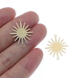 Raw brass earrings Connector - Sun Shaped Brass Charms - Brass earring finding - Jewelry Supplies - 27x23x0.6mm - p157-1