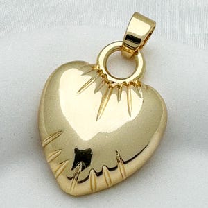 Große geschwollene Herz Charme 16k Gold gefüllt Blase Herz Charms Liebe Herz Anhänger für Halskette Schmuck machen Versorgung
