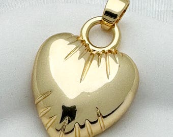 Large Puffy Heart Charm 16k Gold Filled Bubble Heart Charms Love Heart Pendant For Necklace Jewelry Making Supply