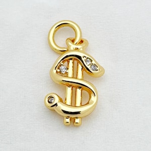 14K guldfylld dollarteckenberlock - Genomskinlig CZ mikrobelagd pengahänge för förmögenhetssmycken, stapelarmband motivationsgåva