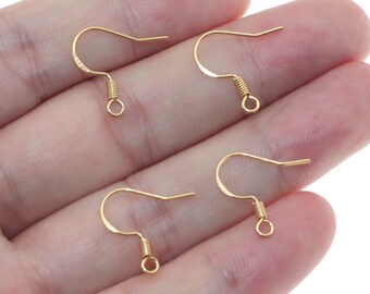 24K Gold Plated Earring Hooks, fish earrings hooks,Blank Earring hooks, DIY Earrings, Earring Wires