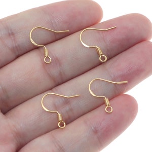 24K Gold Plated Earring Hooks, fish earrings hooks,Blank Earring hooks, DIY Earrings, Earring Wires