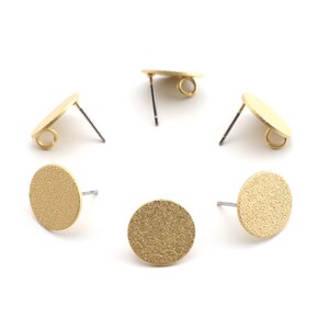 Matt Gold earring post - Earrings Findings - earrings charms - Textured earring post - earring studs - Earring Supplies