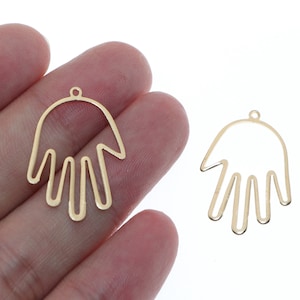 Brass Earrings charms - earring findings - Raw Brass Hand Pendants - Brass Hand Charms  - Earring Making -Jewelry Supplies