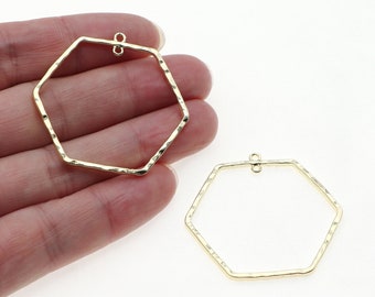Gouden zeshoekige bedels, connector van vergulde legering, oorbellen, bevindingen, oorbellen maken, onderdelen van oorbellen, hanger oorbellen