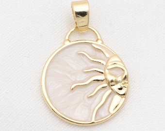 16k Gold Plated Half Face Sun Charm Gold Sun Pendant Celestial Charms Tribal Sun Charm Yoga Bohemian Boho Jewelry Supply