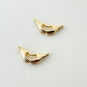 14K Gold gefüllt Herz Charm Handgeste Charm Stecker für Halskette Armband Link Stecker Schmuck machen Lieferungen