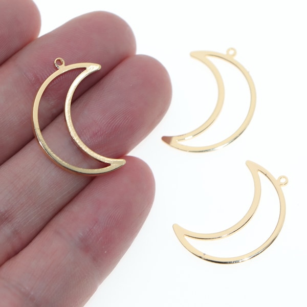 24k gold Moon Charms,Gold plated Crescent Moon Charm,Earring charms, Jewelry Making Supply