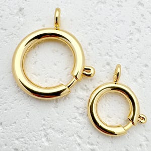 Grand fermoir anneau à ressort en or, petite serrure de marin sécurisée pour bracelet, collier, connecteur de cheville, fabrication de bijoux, or 16 carats