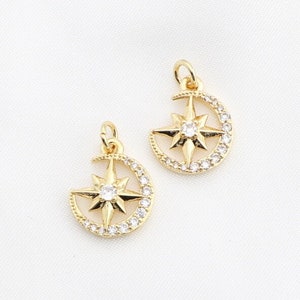 14K Gold Filled Star Charm Mini Initial Star Pendant Tiny cz pave star Add-On Charm North Bethlehem Necklace Celestial Jewelry Making Supply
