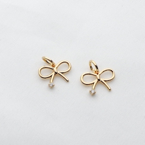 14K Gold Filled Bow Charms Mini Bow Pendants Necklaces Earrings Bracelets Charm DIY Jewelry Making