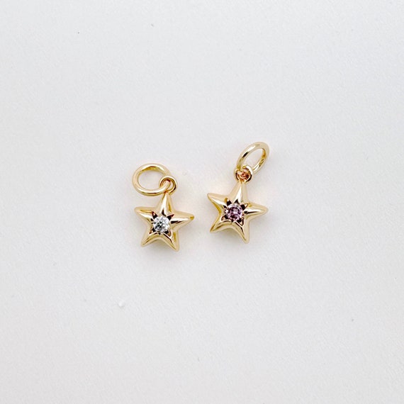 Star Charms 16K Gold Filled CZ Celestial Star Add-on Charm Mini
