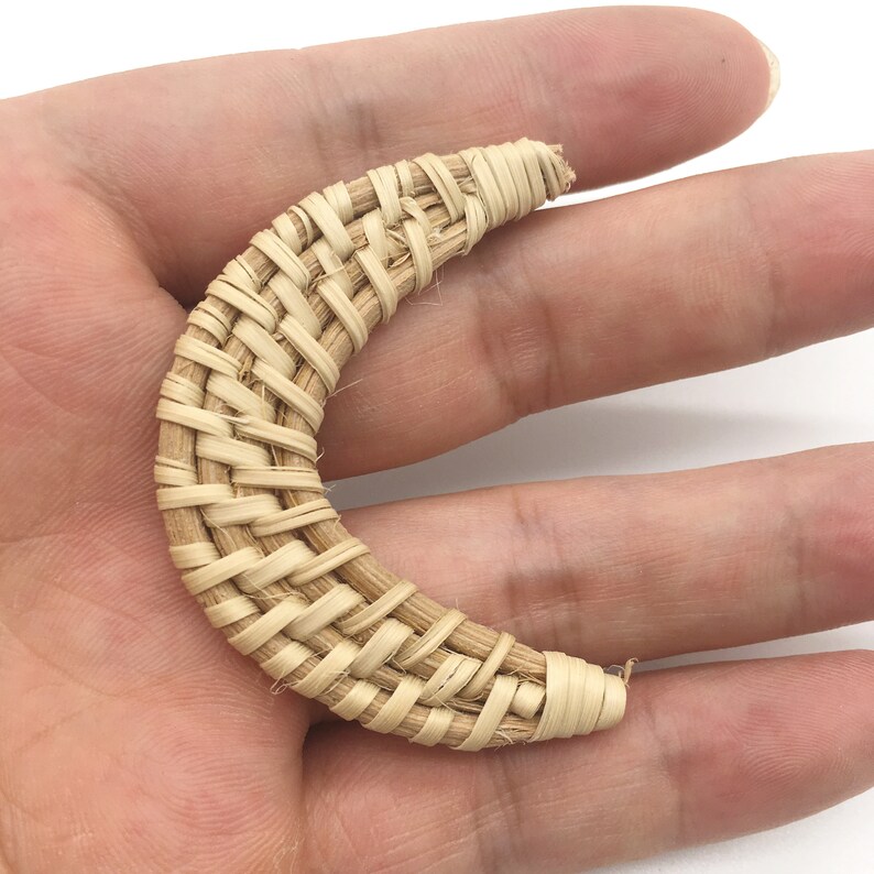 rattan earring findings rattan jewelry findings moon Rattan Pendant Handwoven rattan earrings