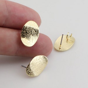 Gold Brass earring post - Earrings Findings - earrings charms - Textured earring post - earring studs - Earring Supplies