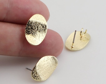 Gold Brass earring post - Earrings Findings - earrings charms - Textured earring post - earring studs - Earring Supplies