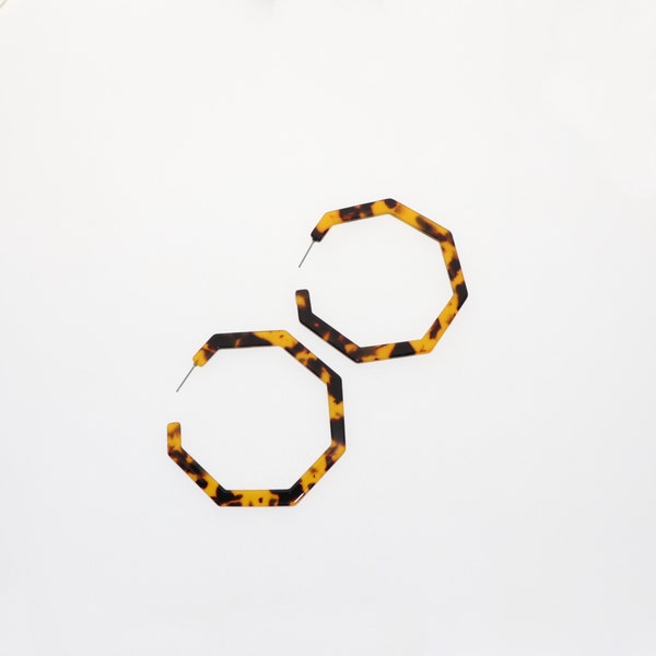 Leopard Tortoise Shell Hoop Earrings, Acetate earrings, Tortoise Earrings, Blank Earrings, cc earring