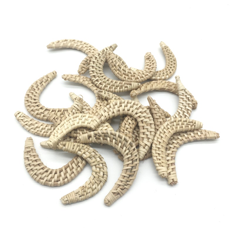 rattan earring findings rattan jewelry findings moon Rattan Pendant Handwoven rattan earrings